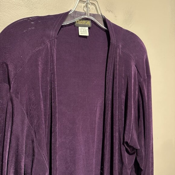 A Touch of Class Vintage Cardigan Top Womens XL Travelers Style Purple Slinky - Picture 2 of 8